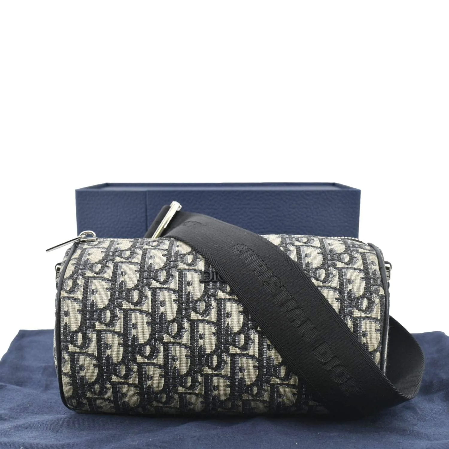 CHRISTIAN DIOR Roller Oblique Canvas Messenger Bag Navy Blue