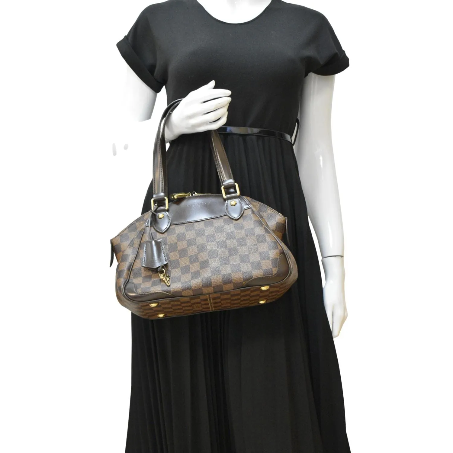 LOUIS VUITTON Verona PM Damier Ebene Satchel Bag Brown