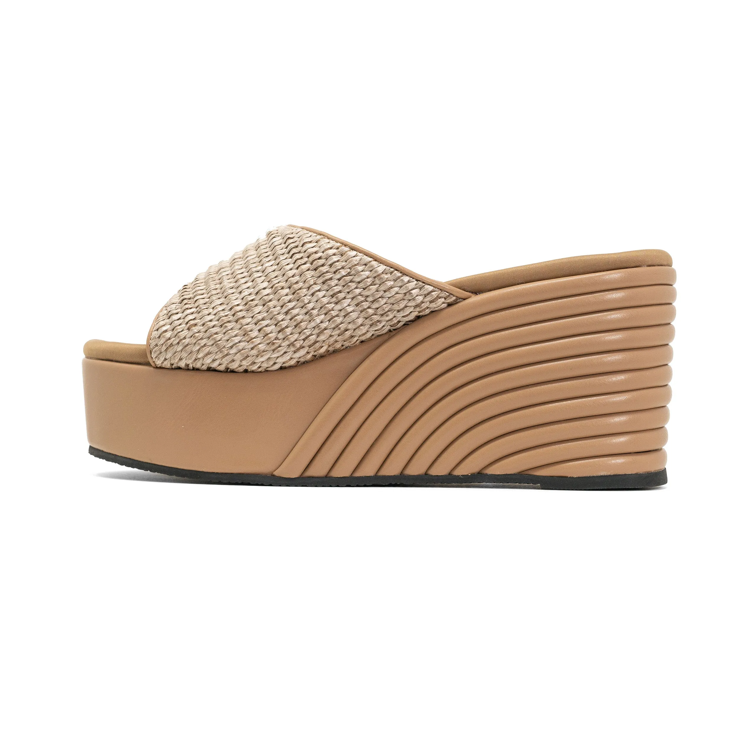ROAM RAFFIA SCOOP MID STRATA PLATFORM WEDGE NATURAL