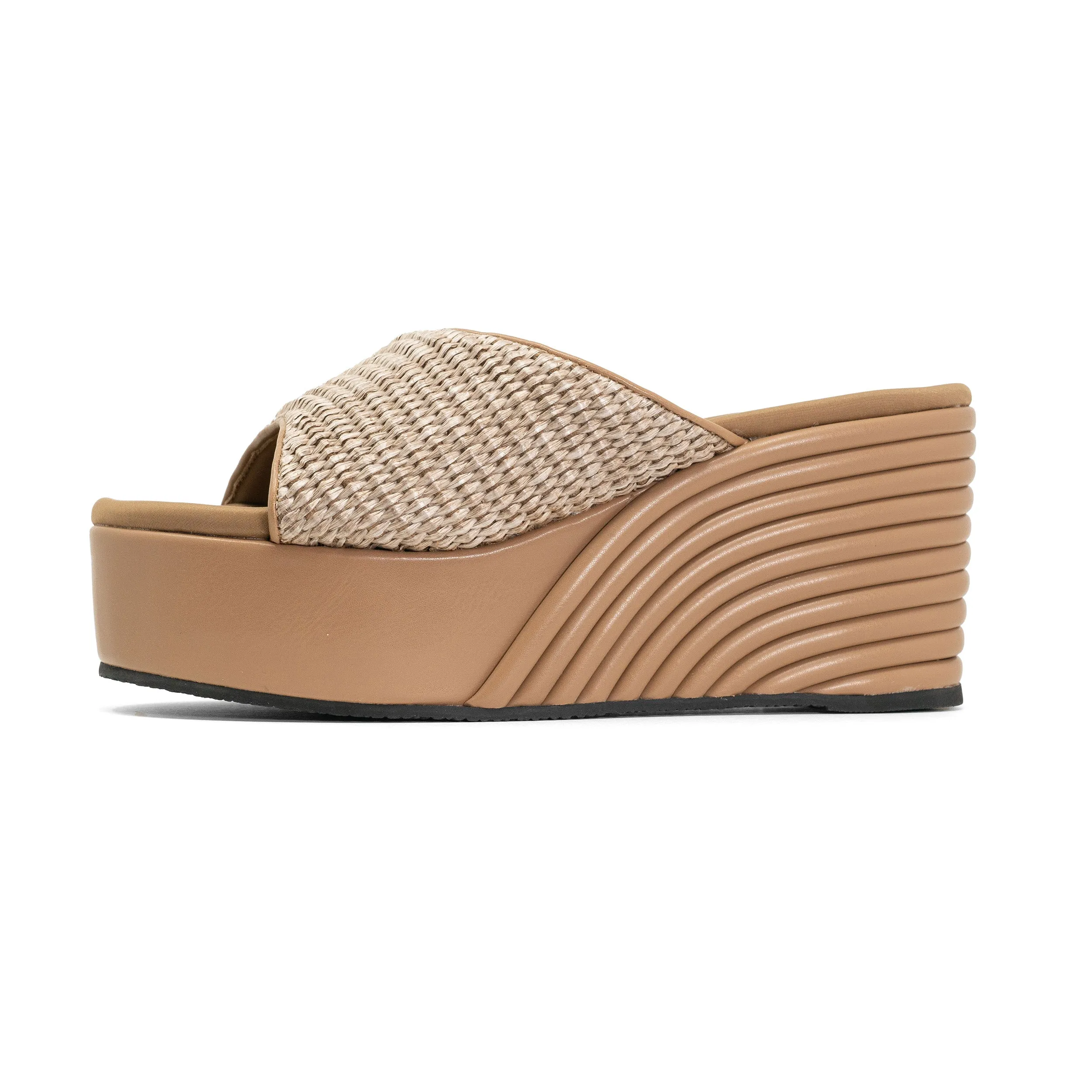 ROAM RAFFIA SCOOP MID STRATA PLATFORM WEDGE NATURAL