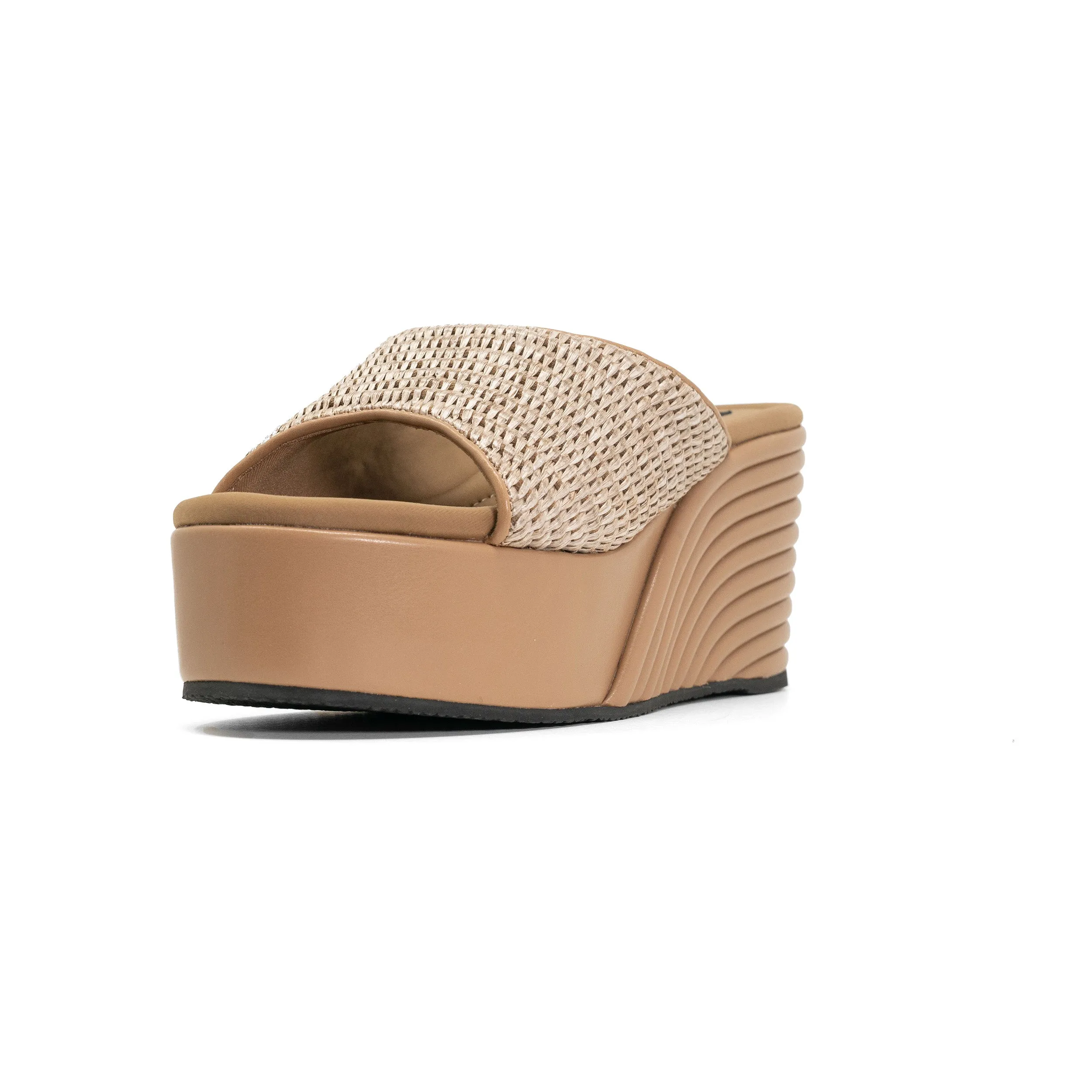 ROAM RAFFIA SCOOP MID STRATA PLATFORM WEDGE NATURAL